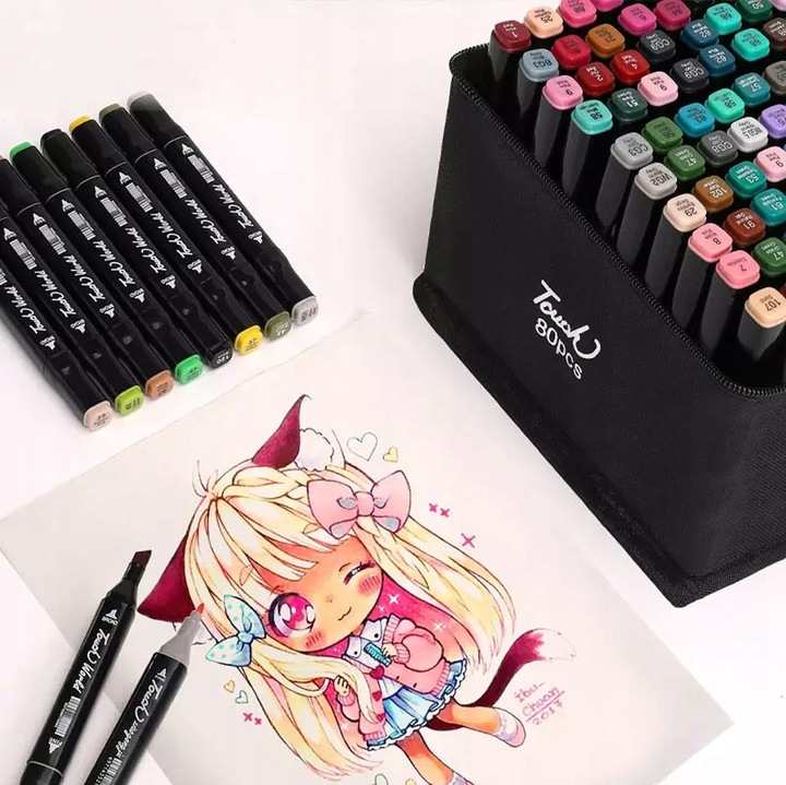 MARKERY ALKOHOLOWE 168szt. FLAMASTRY MAZAKI DWUSTRONNE PRO ZESTAW + TORBA