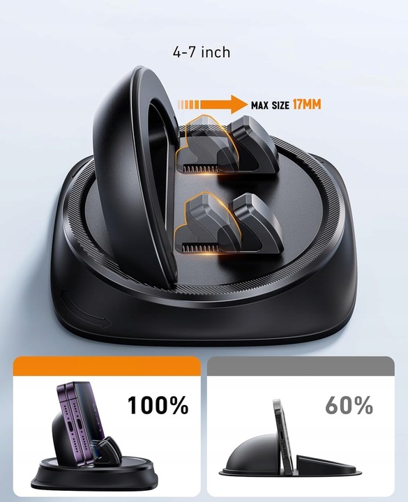 Uchwyt samochodowy obrotowy na deskę, kokpit stabilna podstawka na telefon