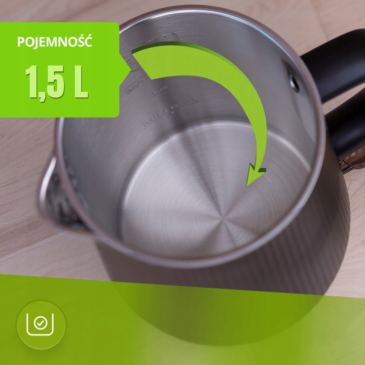 Czajnik elektryczny bezprzewodowy MPM MCZ-115/C podwójne ścianki czarny