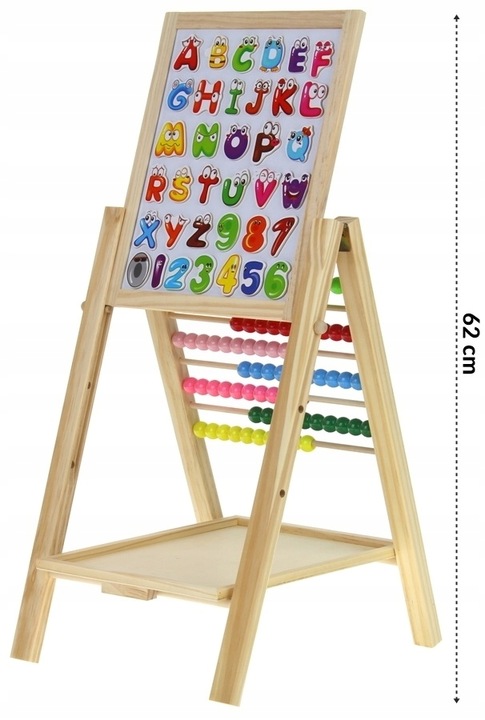 Tablica Drewniana Dwustronna Magnetyczna Kredowa Liczydło + Akcesoria