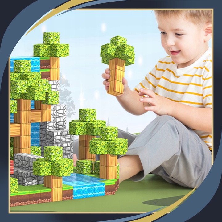 KLOCKI MAGNETYCZNE Sześciany Dla dzieci 1 ludzik 100 klocków