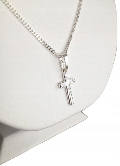 Pancerka Łańcuszek Srebrny 925 Krzyżyk Komplet (na PREZENT / KOMUNIA)