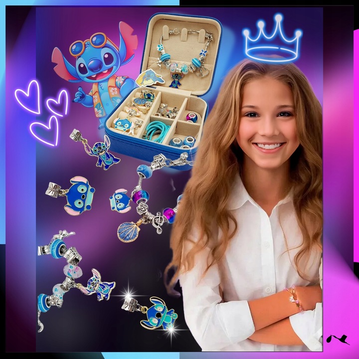 ZESTAW DO ROBIENIA BRANSOLETEK NASZYJNIKÓW Do Biżuterii STITCH LILO i STICH