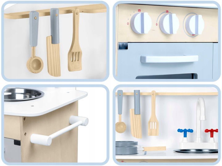 Ricokids Drewniana duża kuchnia interaktywna dla dzieci + akcesoria