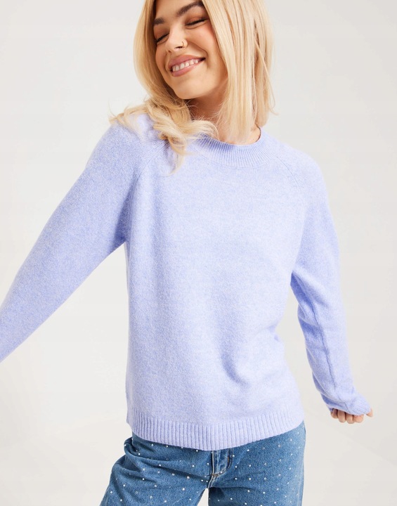 VERO MODA KLASYCZNY FIOLETOWY SWETER Z OKRĄGŁYM DEKOLTEM G4Z NG5__S