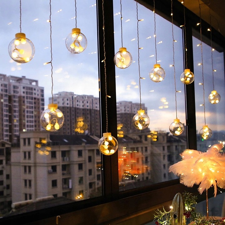 Kurtyna świetlna girlanda lampki świąteczne kule bombki led sople 1005