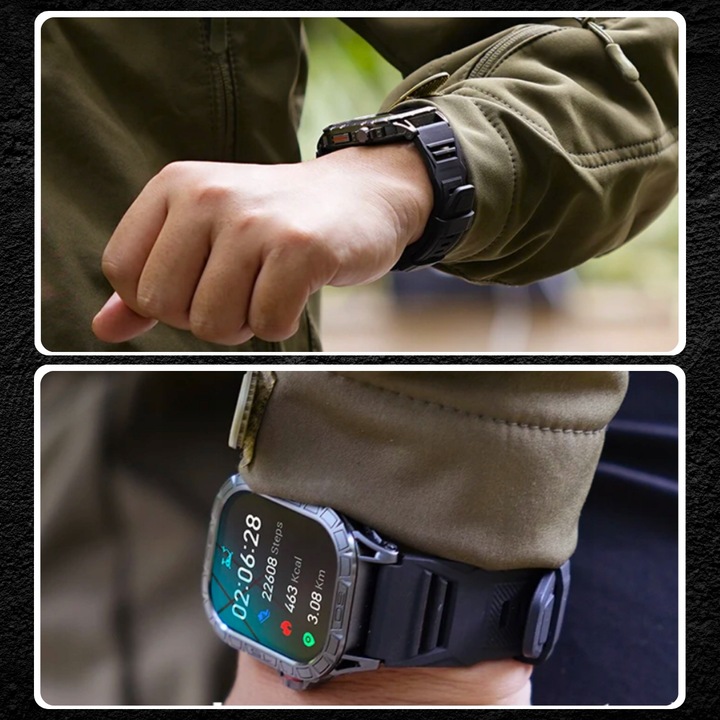 ZEGAREK SMARTWATCH MĘSKI WIELOFUNKCYJNY POMIARY ROZMOWY KROKI MENU PL