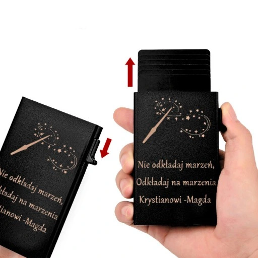 PORTFEL Etui na Karty PREZENT DLA NIEJ DLA NIEGO TATY URODZINY + GRAWER