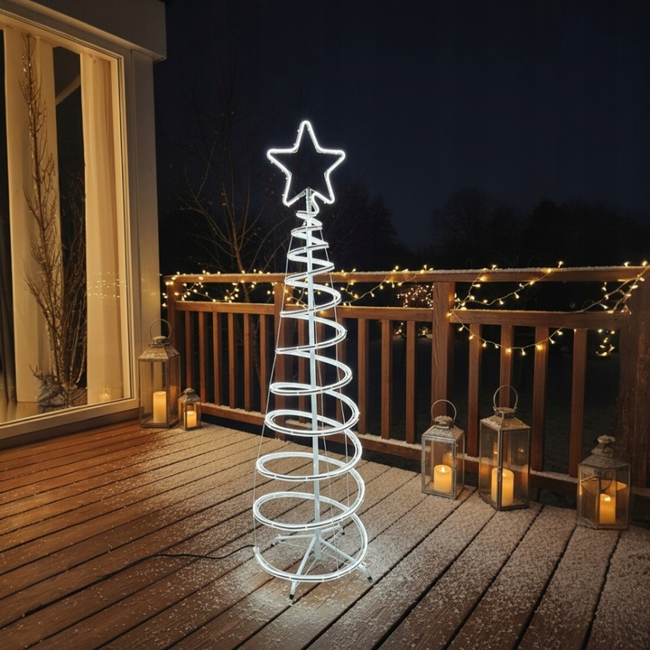 Choinka LED Neonowa Zimna Biel 120 cm Świąteczna Ozdoba Świecąca Zewnętrzna