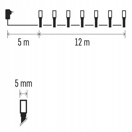 LAMPKI choinkowe świąteczne TIMER ciepły biały 12m