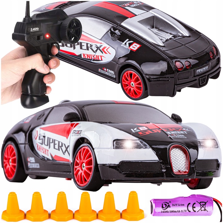 ZESTAW BUGATTI Samochód zdalnie STEROWANY RC Auto na PILOTA do DRIFTU 4x4
