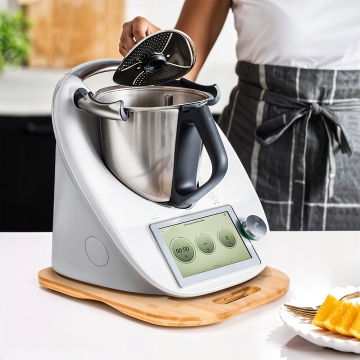 PODSTAWKA ŚLIZGOWA DESKA POD THERMOMIX TM5 TM6 PRZESUWNA OBROTOWA DREWNIANA