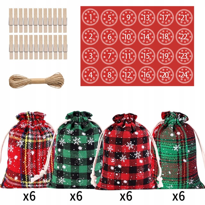 KALENDARZ ADWENTOWY DLA DZIECI DIY WORECZKI WISZĄCY PREZENT NAKLEJKI ZESTAW
