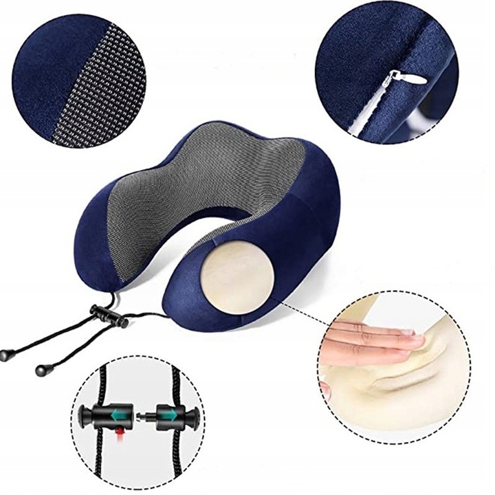 PODUSZKA TURYSTYCZNA PODRÓŻNA ROGAL NA SZYJĘ Z PIANKI MEMORY DO SAMOLOTU