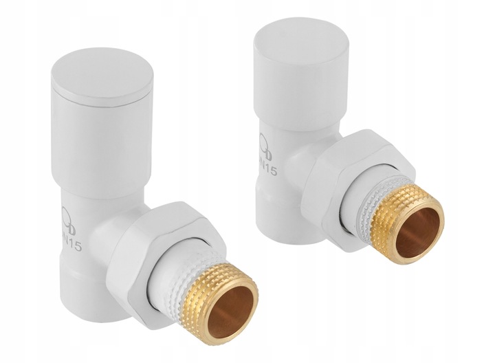 ZESTAW ZAWORÓW DO GRZEJNIKA KĄTOWY BIAŁY 1/2