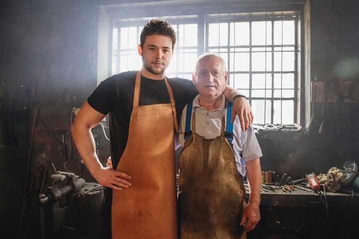 SANDAŁY MĘSKIE SKÓRZANE OBUWIE BUTY NA RZEPY SKÓRA BYDLĘCA + GRATIS ŁYŻKA