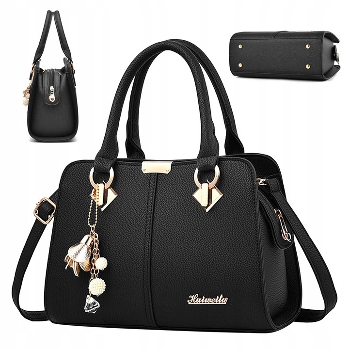 SKÓRZANA POJEMNA TORBA SHOPPER NA RAMIĘ DAMSKA MIELSKA TOREBKA BRELOK