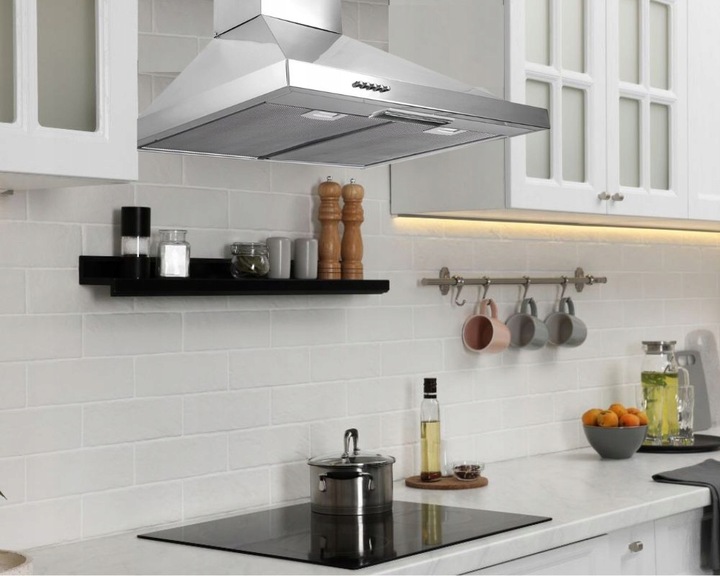 OKAP KUCHENNY KOMINOWY ŚCIENNY 60CM STAL LED