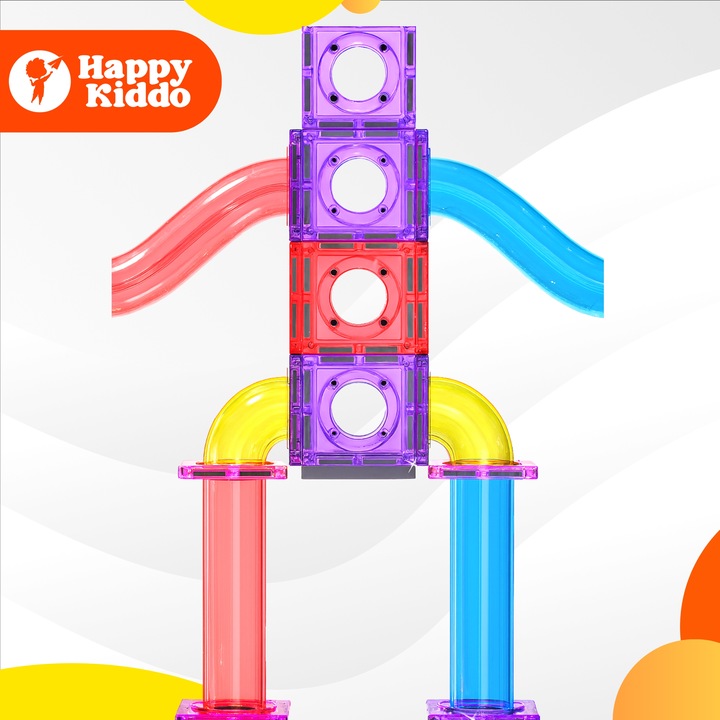 Klocki magnetyczne tor kulkowy kulodrom konstrukcyjne konstrukcyjne 100 ele