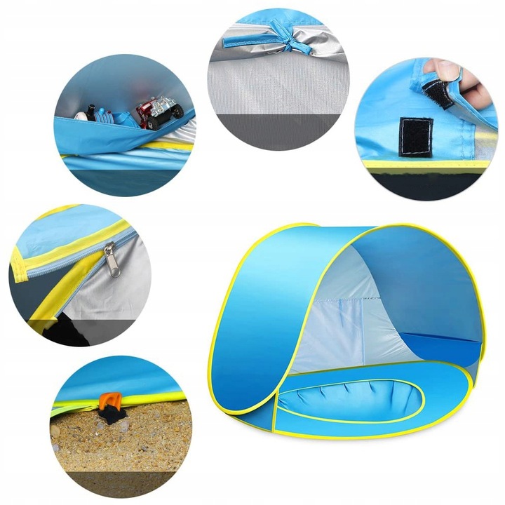 NAMIOT PLAŻOWY NA PLAŻĘ BIWAK Z BASENEM BRODZIKIEM BRODZIK Z DASZKIEM
