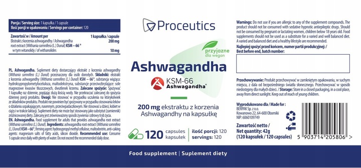 Ashwagandha KSM-66 120 kaps. suplement diety