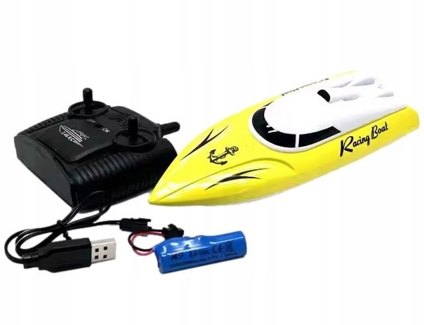 ŁÓDŹ ŁÓDKA MOTORÓWKA NA RADIO Z ŁADOWARKĄ USB ZDALNIE STEROWANA RC + PILOT