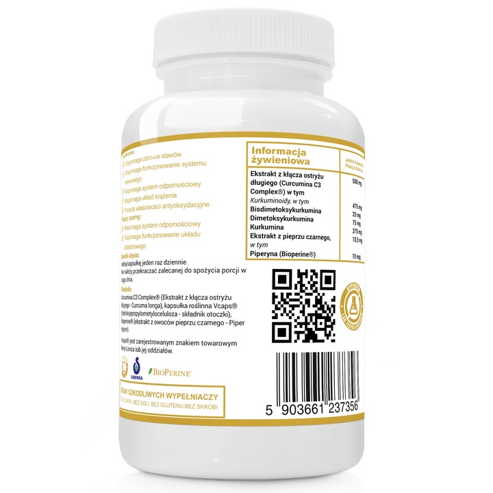 KURKUMINA + PIPERYNA CURCUMIN C3 turmeric 60kaps