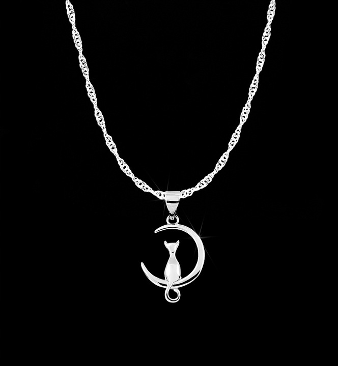 ŁAŃCUSZEK SREBRNY NASZYJNIK KOT KOTEK SREBRO 925 SINGAPUR 45cm NA PREZENT