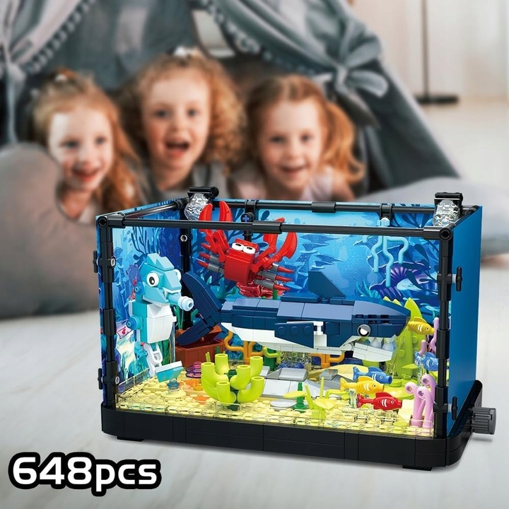 Klocki do akwarium z rekinami, kreatywny prezent urodzinowy dla dzieci