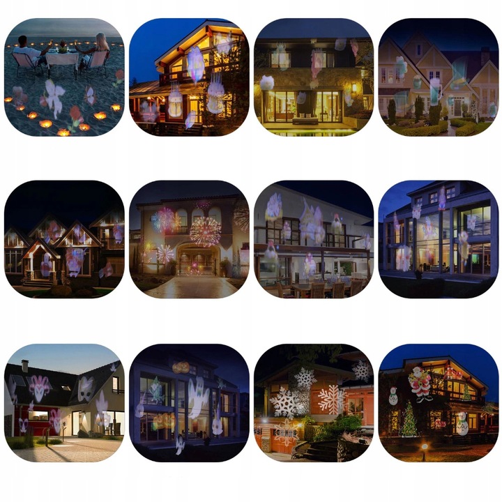 Projektor LED na dom świąteczny fale + 12 slajdów