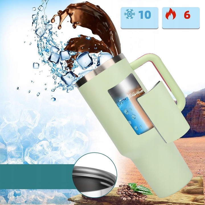 KUBEK TERMICZNY do kawy herbaty TERMOS szczelny ze słomką KAMILLE 1200ml