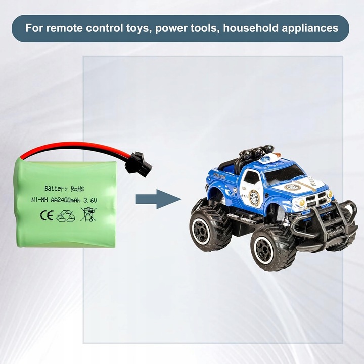 Akumulator 3.6V 2400mAh Ni-MH AA | Ładowanie przez USB | Wtyczka SM 2P