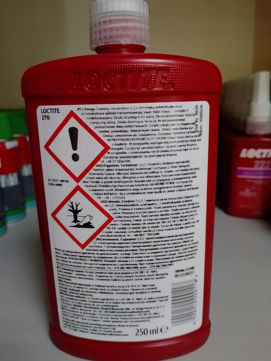 Klej do zabezpieczenia gwintów Loctite 270 250ml