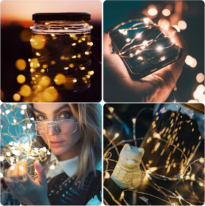 MIKRO LEDY DRUCIKI 20 LED białe ciepłe komplet 10szt z bateriami