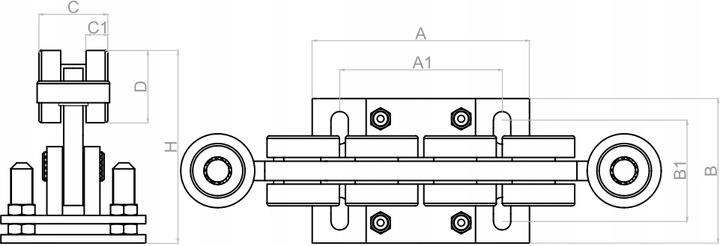 WÓZEK WÓZKI ROLKI DO BRAMY PRZESUWNEJ 80x80 ZESTAW WÓZKÓW BRAMOWYCH WAHLIWE