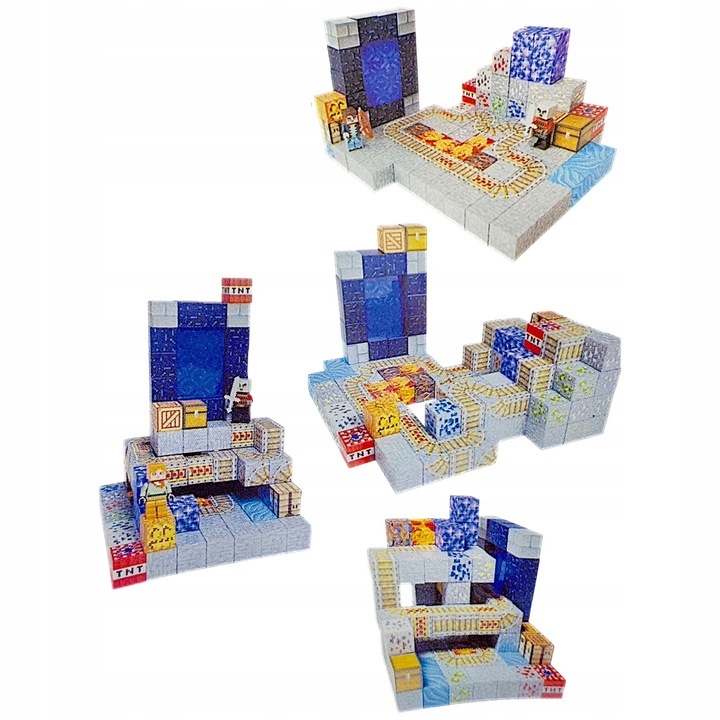 KLOCKI MAGNETYCZNE 300 KLOCKÓW KONSTRUKCYJNE PIKSELE SZEŚCIANY + 3 LUDZIKI