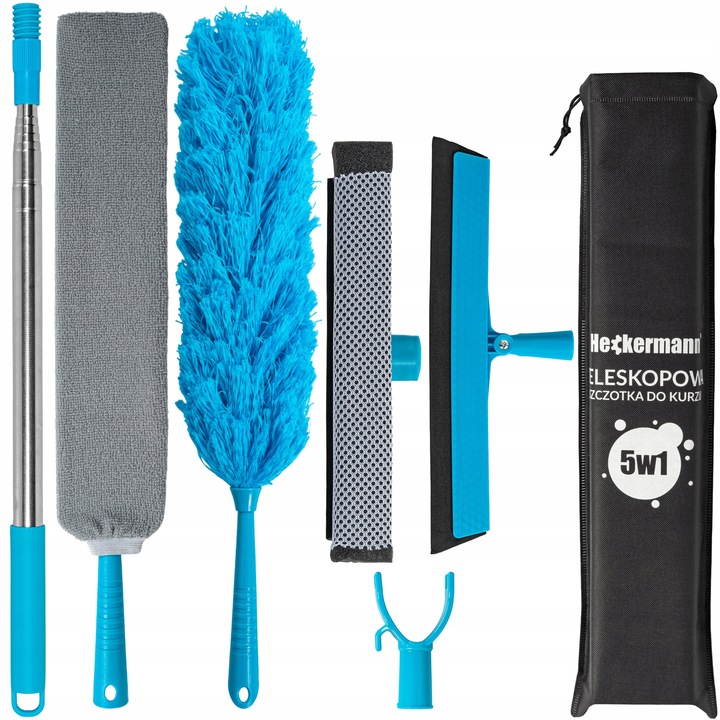 SZCZOTKA DO KURZU PAJĘCZYN TELESKOPOWA MIOTEŁKA DŁUGA 50-260CM 5w1 KOŃCÓWKI