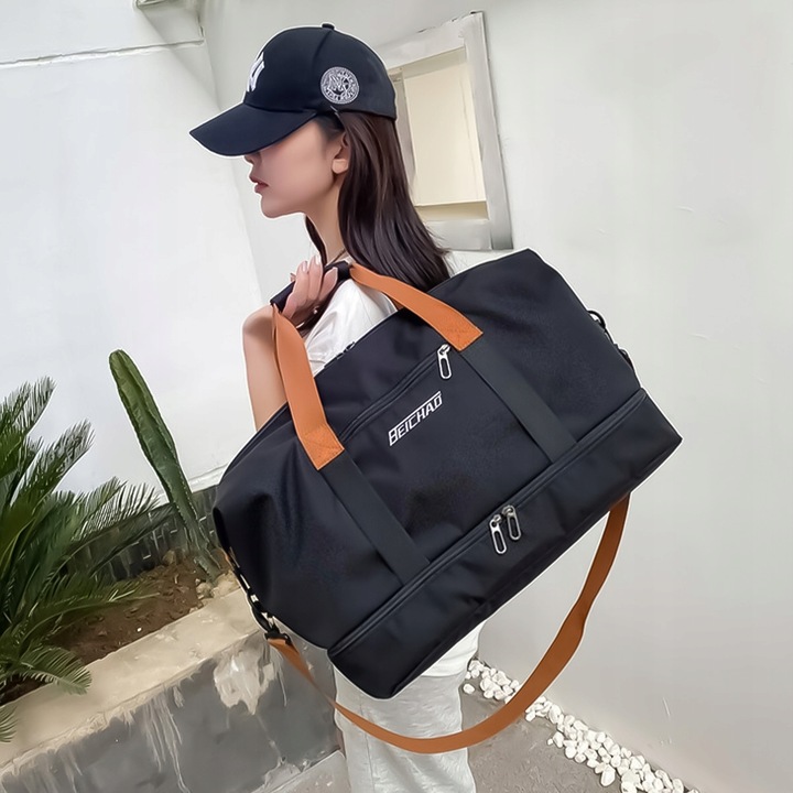 Torba Podróżna DUŻA Sportowa Bagaż Podręczny Turystyczna Wodoodporna Czarna