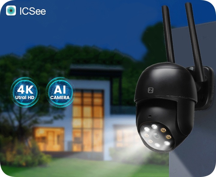 ZEWNĘTRZNA KAMERA OBROTOWA IP 8MPx UHD 2160p 4K WiFi CZARNA 4xZOOM