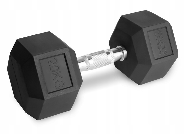 Hantle stałe 1x20kg żeliwne gumowane 20kg HEX do treningu SOLIDNE