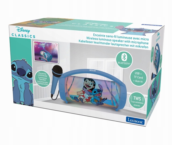 Disney Stitch mobilny głośnik bluetooth z mikrofonem karaoke