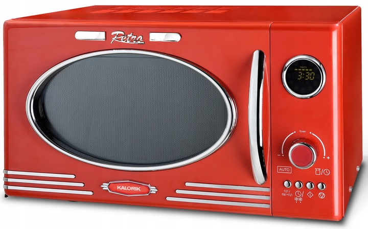 KUCHENKA MIKROFALOWA GRILL MIKROFALÓWKA RETRO 1000W 23L CZERWONA MIKROFALA