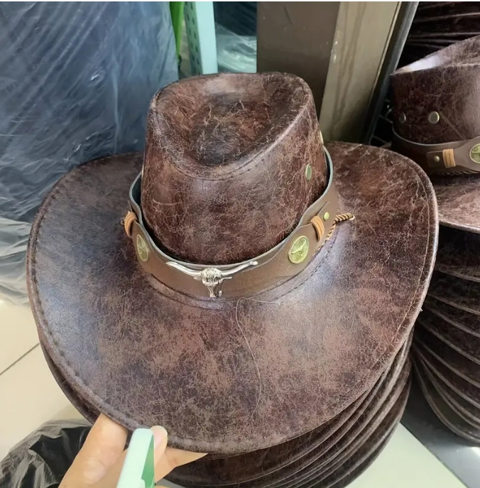 Klasyczny Kowbojski Kapelusz z Klamrą w Kształcie Głowy Byka Nakrycie Głowy