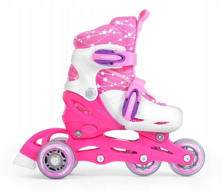 Zestaw COMBO PINK LED: 2w1 wrotko-rolki regulowane + kask + ochraniacze + t