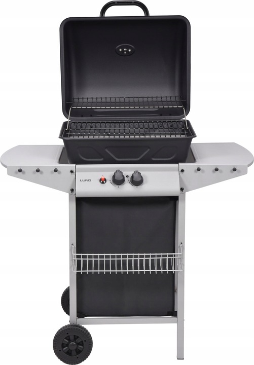 GRILL GAZOWY OGRODOWY BAVEN 2 PALNIKI, 5,5KW Z POKRYWĄ Z TERMOMETREM LUND