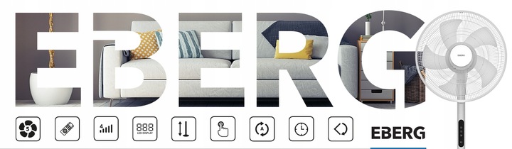 Wentylator stojący HYG wiatrak podłogowy cichy mocny 5 łopatek aż 45cm XXL