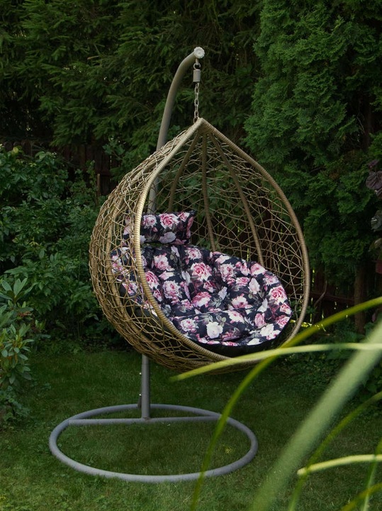 Poduszka na kokon wiszący fotel PREMIUM - róże