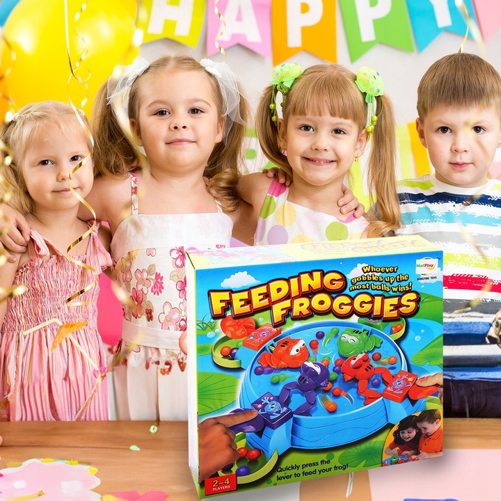 GRA ZRĘCZNOŚCIOWA GŁODNE ŻABKI KARMIENIE GŁODNYCH ŻABEK GRA DLA 2-4 OSÓB