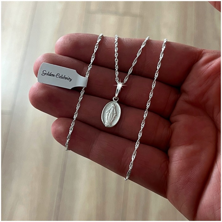 ŁAŃCUSZEK SREBRNY MEDALIK KOMUNIJNY CUDOWNY NA KOMUNIĘ NA CHRZEST NA ROCZEK