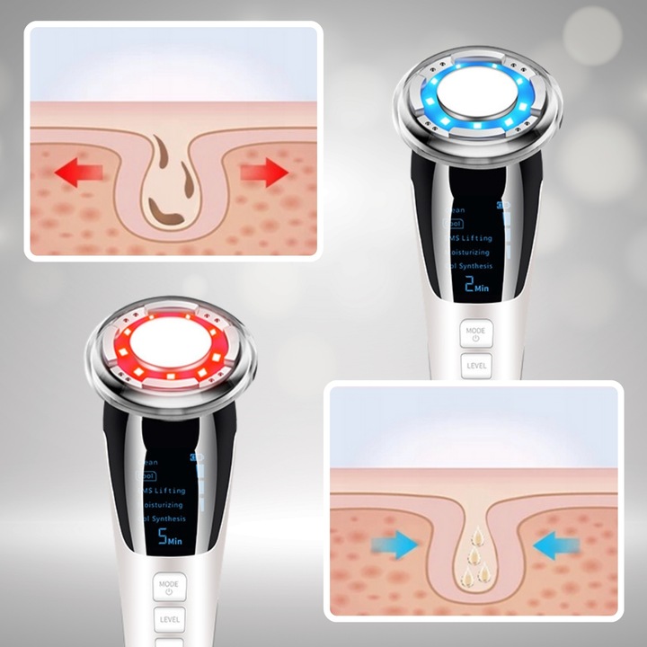MEZOTERAPIA BEZIGŁOWA MASAŻER EMS TWARZY LIFTING 5w1 URZĄDZENIE DO MASAŻU